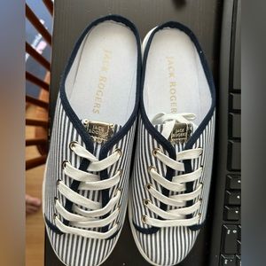 New navy and white jack rogers mule sneakers